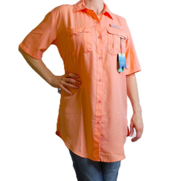 Ocean Coast Blouse Size S Coral Top Moisture Wicking UV Protection Fishing NWT - Picture 3 of 10
